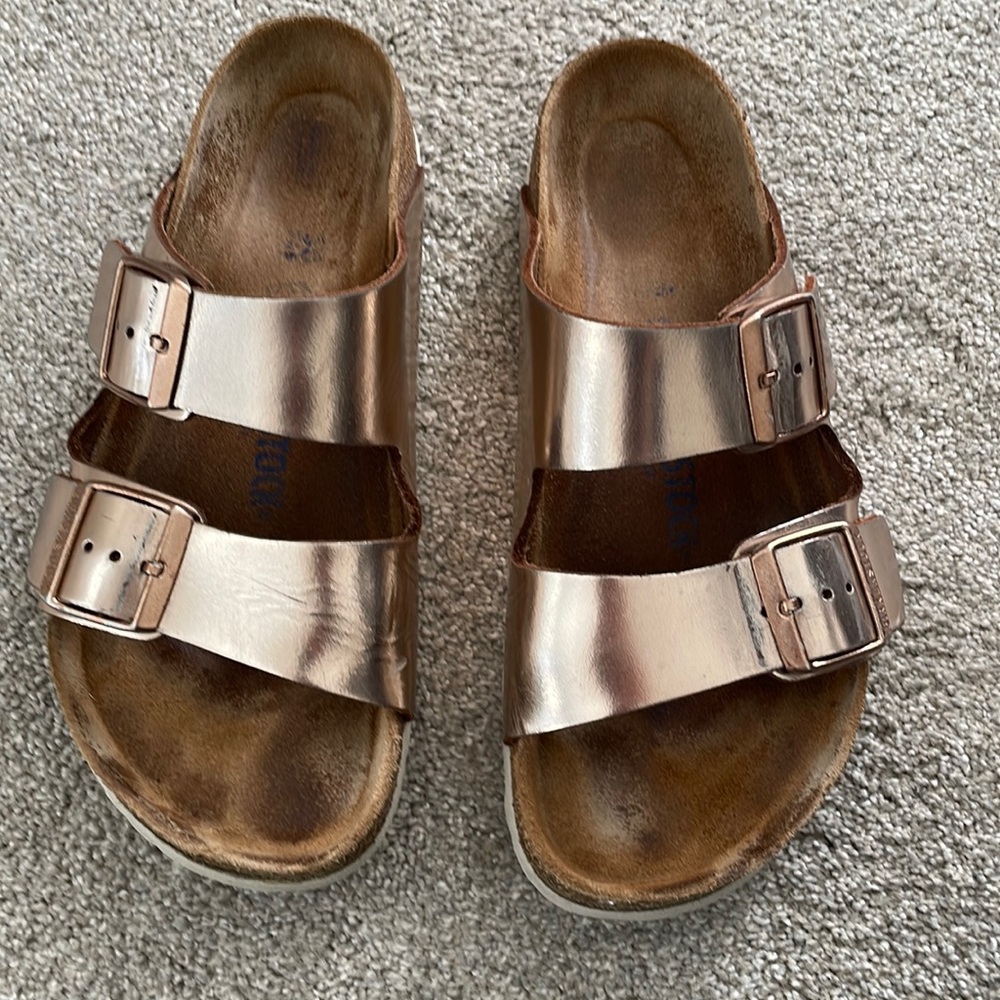 Rose Gold Birkenstock Arizona,  38, 7.5